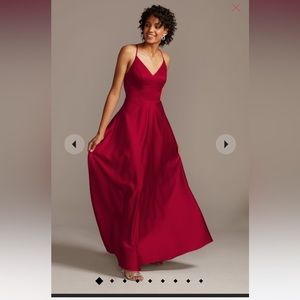 David’s bridal - Apple red - Spaghetti strap - Satin - A-line - Bridesmaid dress